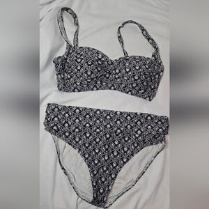 Bond Eye Australian Two Piece Print Navy Blue/White Bikini Women's 8 US Size